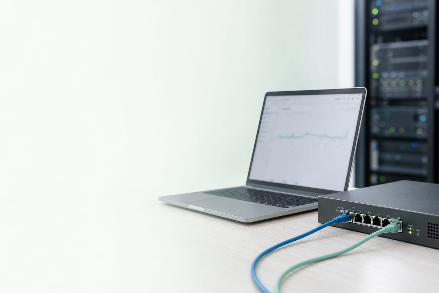 Laptop dan network switch untuk test ping dan jaringan server